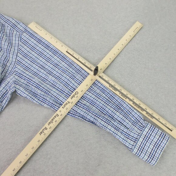 Burberry Long Sleeve Button Down Shirt Mens 18 41 Blue White Comfort Casual - Picture 10 of 13